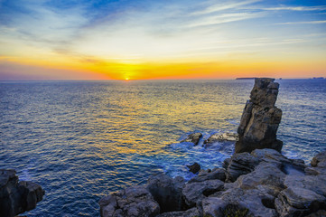 Sunset on the coast of Peniche, Portugal.