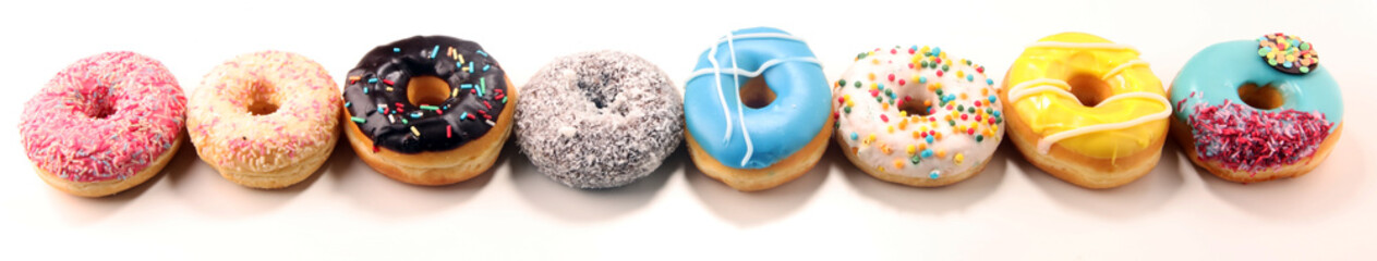 donuts in different glazes with chocolate