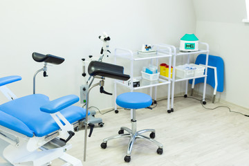 gynecological chair. medical equipment. doctor's office. medical Center. medical checkup