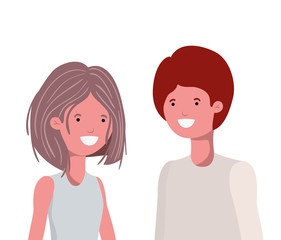 young couple in white background avatar character