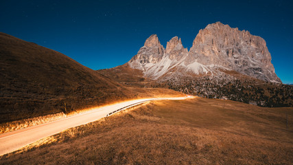 The Sassolungo Sella Pass on the italian Dolomites