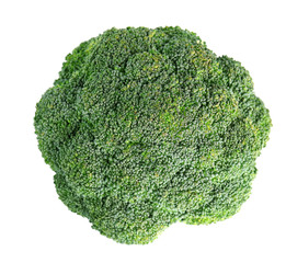 Fresh green broccoli on white background, top view. Organic food