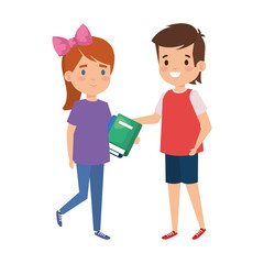 Fototapeta premium happy little students couple characters