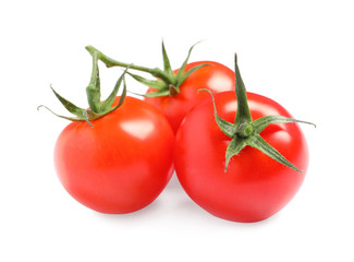 Fresh organic cherry tomatoes isolated on white