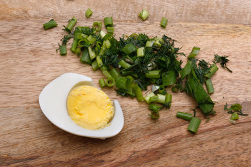 boiled egg and greens