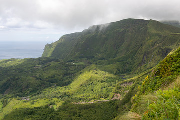 Coast view of  Faja Grande, Flores Island, Portugal