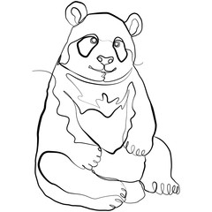 Panda one line drawing. Bear continuous line sketch Vector Art