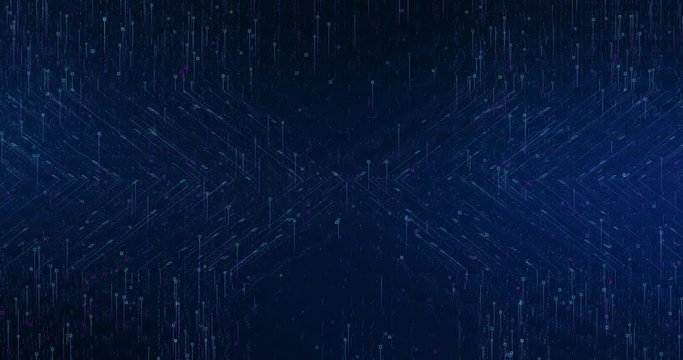 Abstract digital background hi-tech and scientific technology data.  Technological particles. Digital VR and AR future computer interface. Global network connect communication or social media loop.