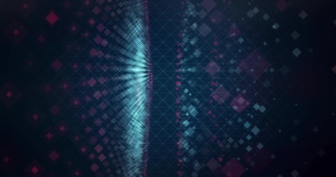 Abstract digital background hi-tech and scientific technology data.  Technological particles. Digital VR and AR future computer interface. Global network connect communication or social media loop.