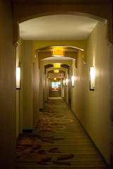 Down a hotel hallway