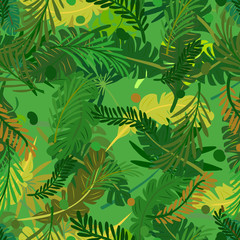 Fototapeta na wymiar Seamless repeating pattern of a variety of branches with leaves.