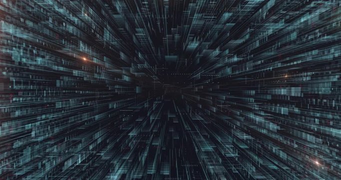 Abstract digital background hi-tech and scientific technology data.  Technological particles. Digital VR and AR future computer interface. Global network connect communication or social media loop.