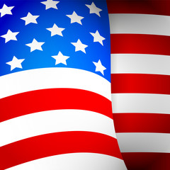 USA Realistic Wave Of Flag On White Closeup Vector