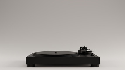 Black Vintage Turntable Record Player Front View 3d illustration 3d render