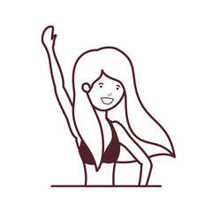 silhouette of woman with swimsuit on white background