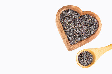 Organic poppy seeds - white background
