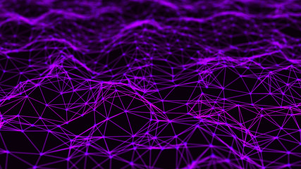 Network of bright connected dots and lines. Abstract digital background. 3d rendering.