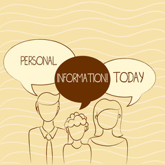 Writing note showing Personal Information. Business concept for recorded information about an identifiable individual Family of One Child Between Father and Mother Speech Bubble