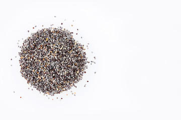 Organic poppy seeds - white background