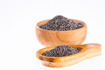 Organic poppy seeds - white background