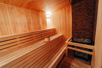 Fototapeta na wymiar Interior View of Sauna Bath