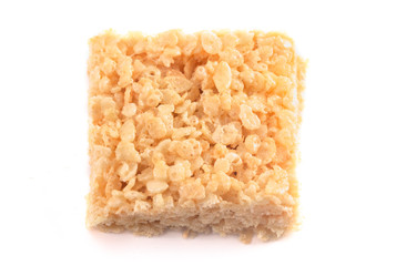 Marshmallow Crispy Rice Cereal Treat Bars on a White Background