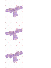 Seamless vertical banner template, rose polka dot pattern with simple violet bow ornament and space for your text