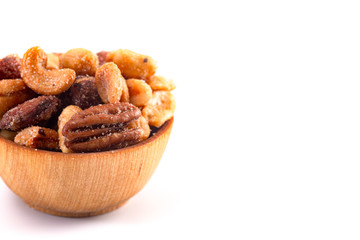 Honey Roasted Nuts Isolated on a White Background