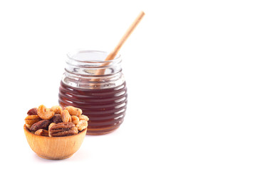 Honey Roasted Nuts Isolated on a White Background