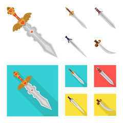 Naklejka premium Vector illustration of game and armor symbol. Set of game and blade vector icon for stock.