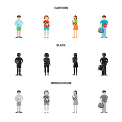 Isolated object of character and avatar symbol. Set of character and portrait vector icon for stock.