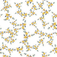 Different fantasy flowers are the seamless pattern in abstract style on a colorful background. Vector floral background. Summer background. Design illustration vector. Vector spring template.