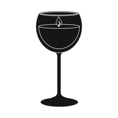 Isolated object of candle and glass logo. Collection of candle and romantic stock vector illustration.