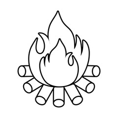 wood campfire flame isolated icon