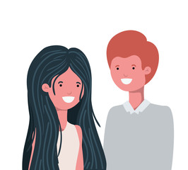 young couple in white background avatar character