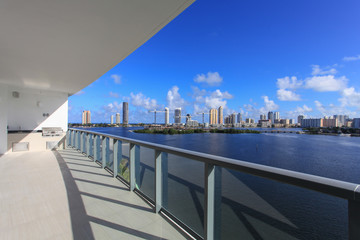 Large Balcony with BBQ overlooking the water and Sunny Isles