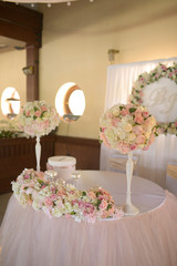 Beautiful decoration for the wedding. Flowers and romance