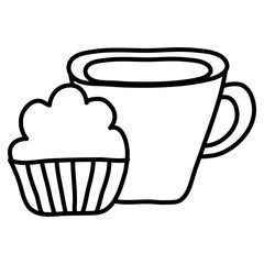 sweet cupcake pastry with coffee cup