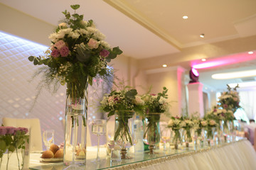 Beautiful decoration for the wedding. Flowers and romance