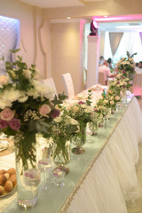 Beautiful decoration for the wedding. Flowers and romance