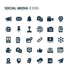 Social Media Vector Icon Set. Fillio Black Icon Series.