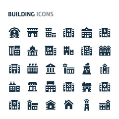 Building Vector Icon Set. Fillio Black Icon Series.