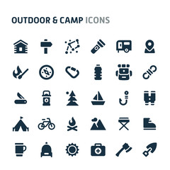 Outdoor & Camp Vector Icon Set. Fillio Black Icon Series.