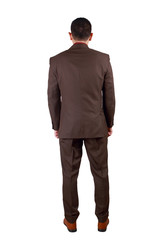 Rear View of of businessman. Full Body Portrait Isolated on White