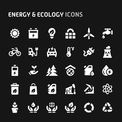 Energy & Ecology Vector Icon Set.