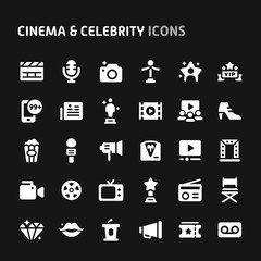 Cinema & Celebrity Vector Icon Set.