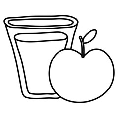 water glass with apple fruit