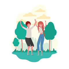 couple dancing in landscape with trees and plants