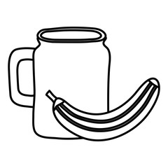 fresh banana fruit with beverage jar