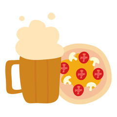 delicious italian pizza with beer jar